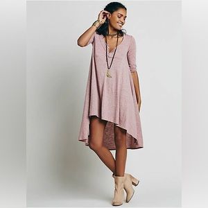 * Gray * Free People Beach Henley 1/2 Sleeve Flowy Dress